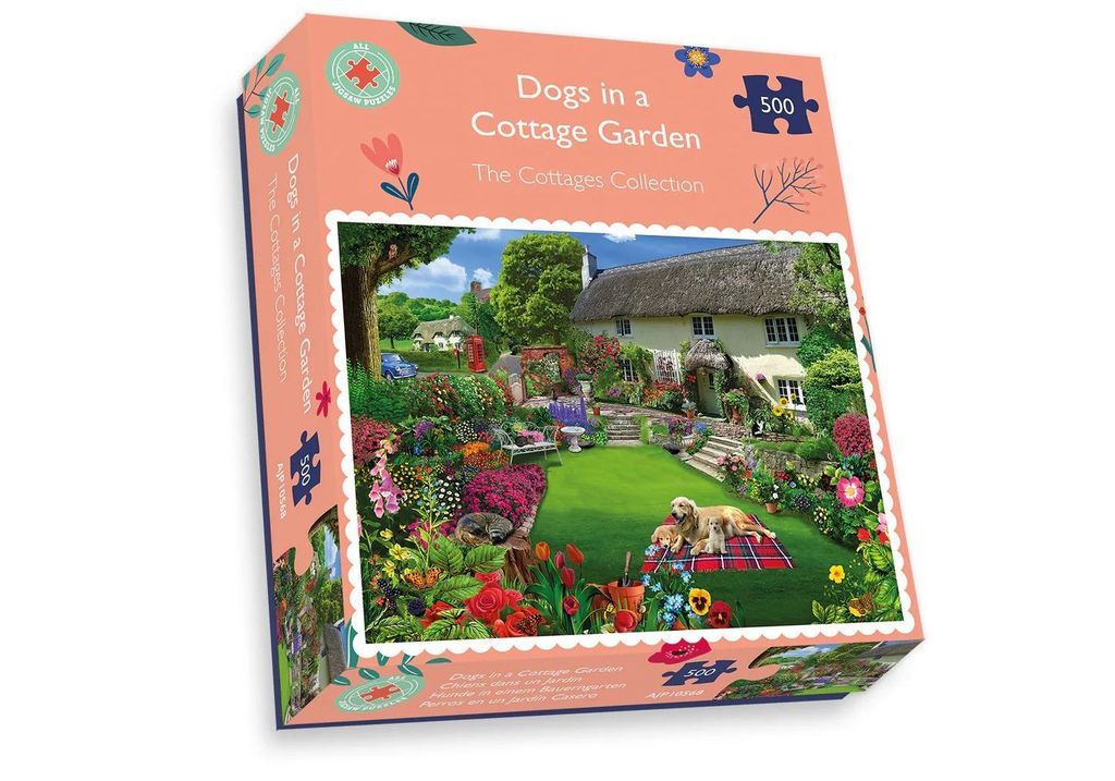 Dogs in a Cottage Garden